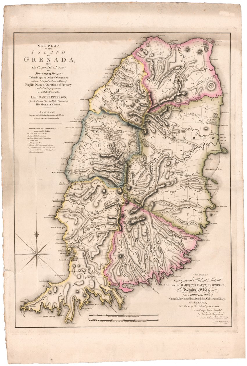 Nuevo plano de la isla de Granada por Paterson de William Faden
