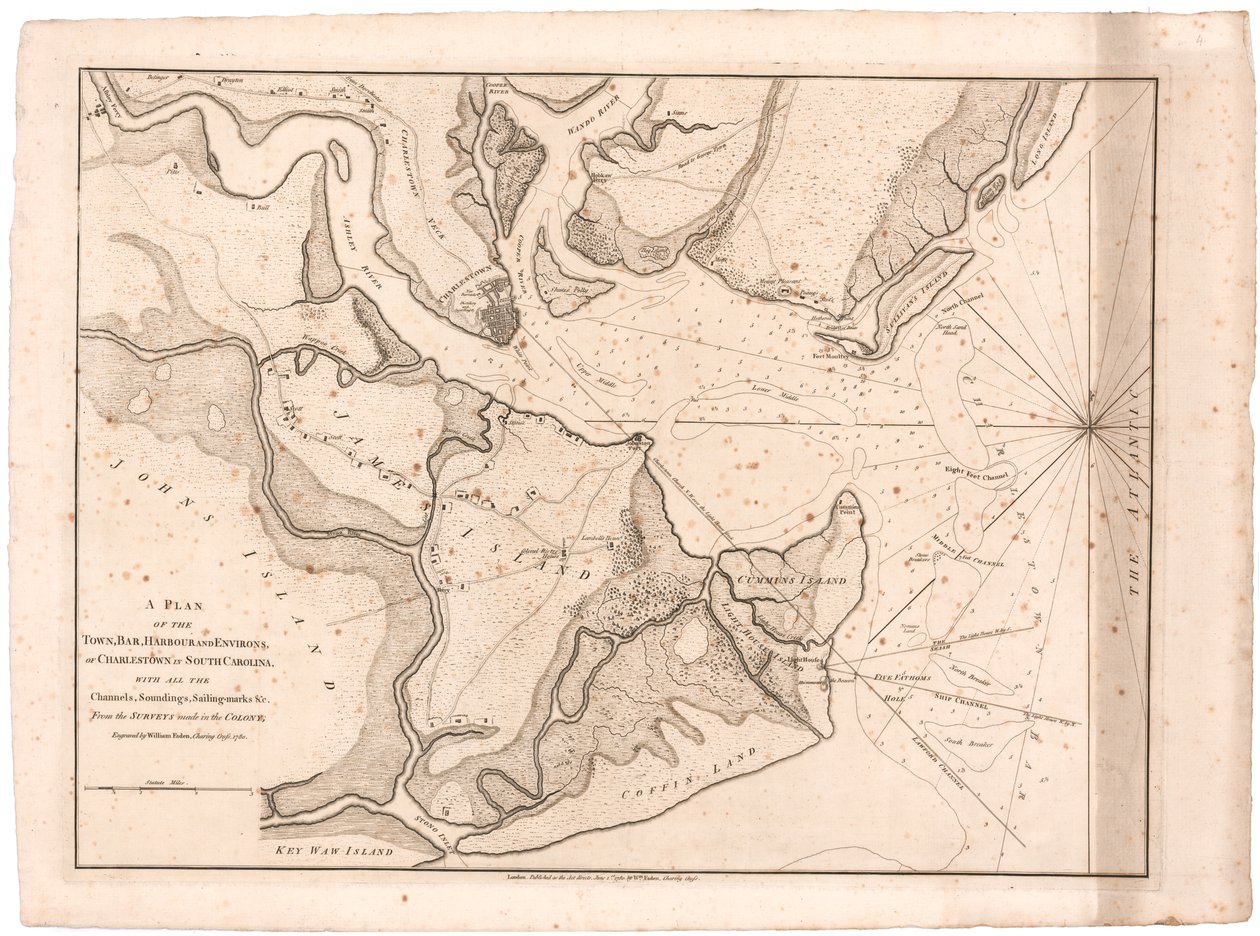 Plano de Charlestown, Carolina del Sur, por Faden de William Faden