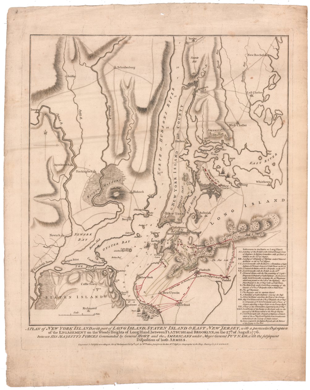 Un plano de la isla de Nueva York de William Faden