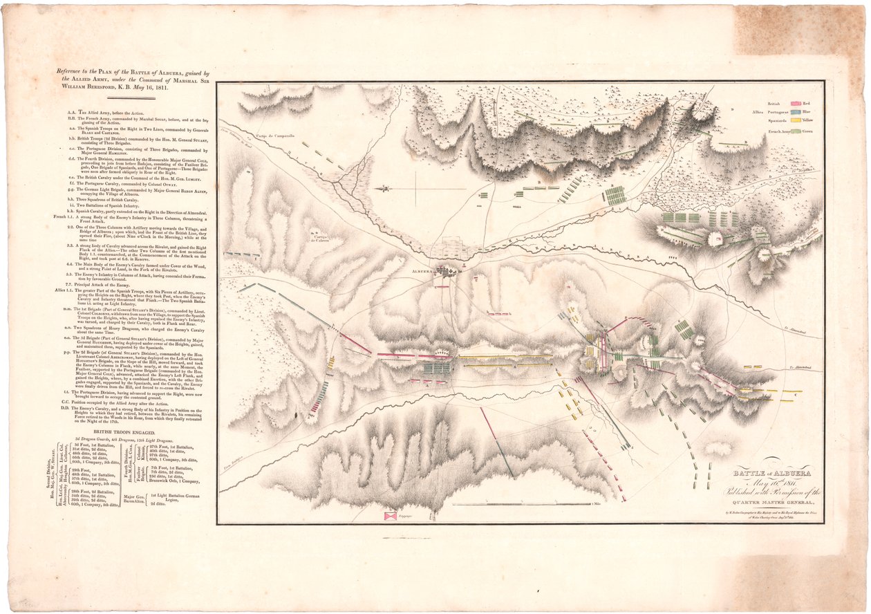 Un plano de la batalla de la Albuera de William Faden