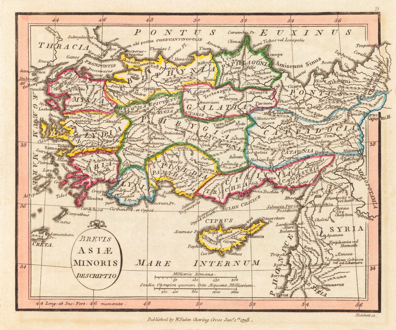 La antigua Asia Menor. Mapa. de William Faden