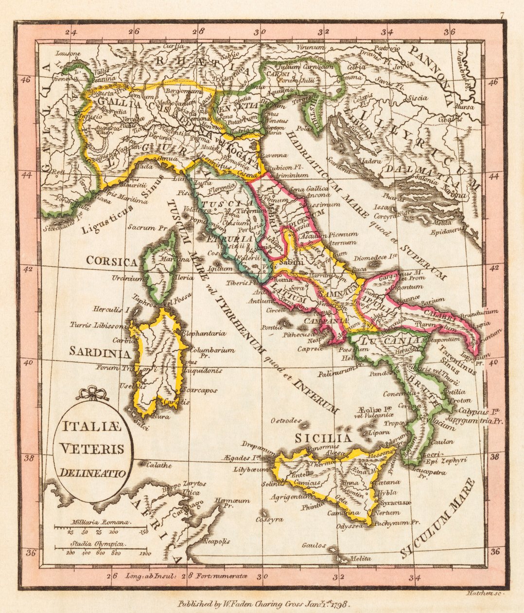 La antigua Italia. Mapa. de William Faden