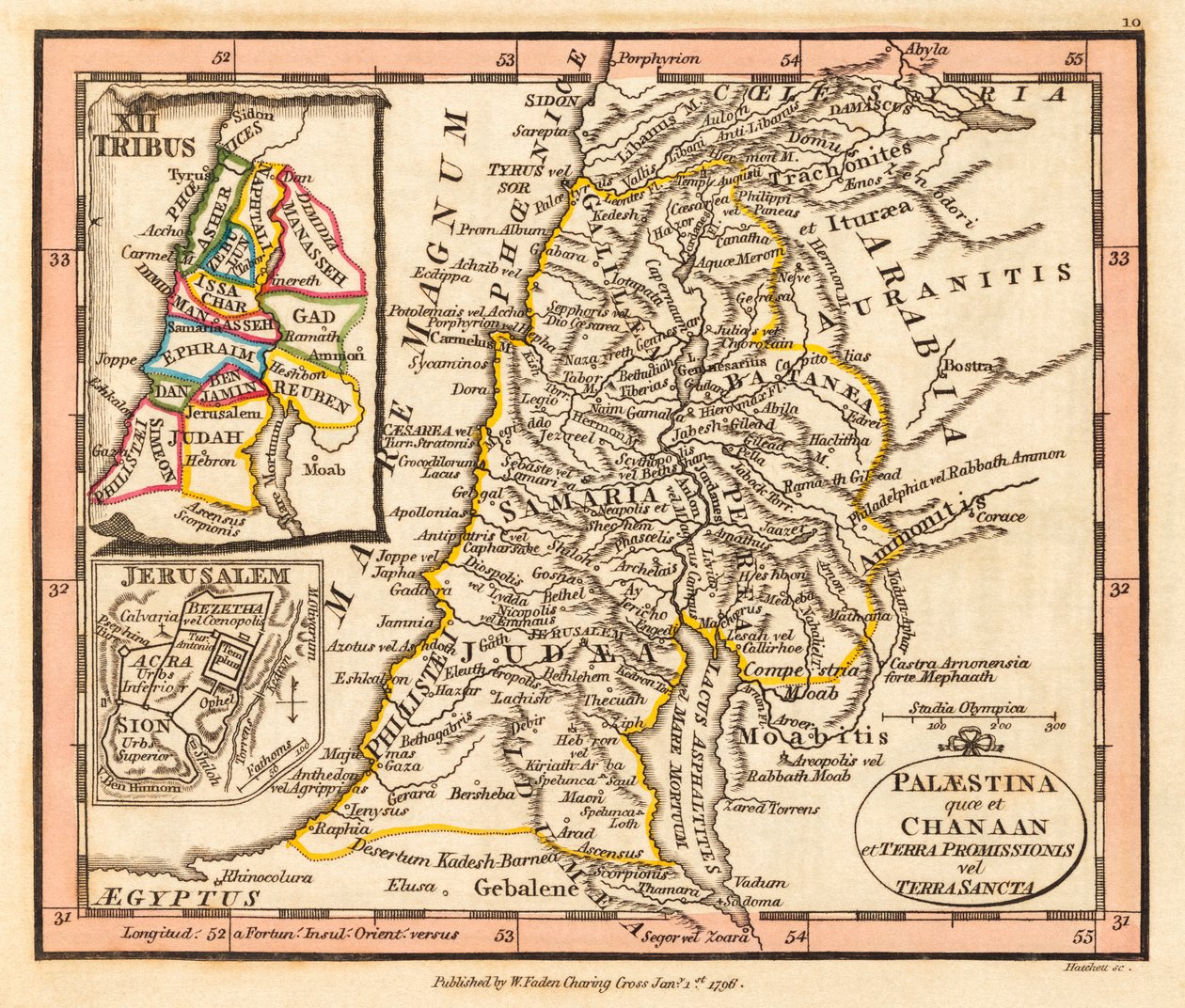 Palestina. Mapa de William Faden