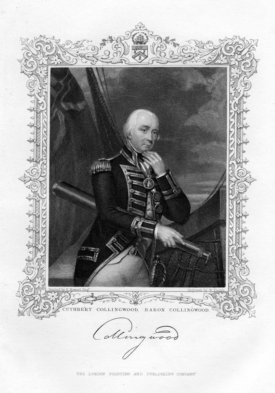 Cuthbert Collingwood, 1er Barón Collingwood, almirante británico de la Royal Navy, siglo XIX de William Finden
