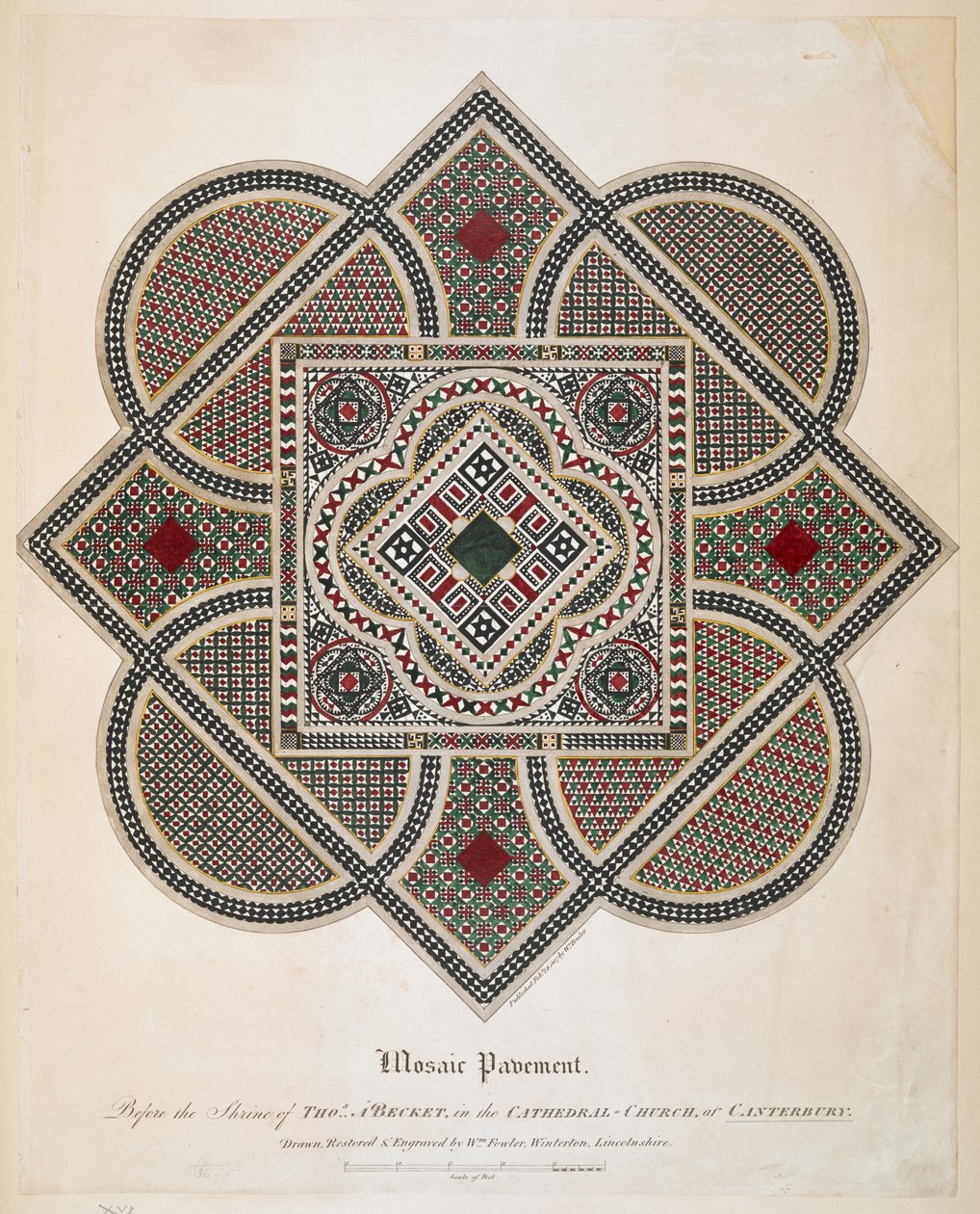 Pavimento de mosaico ante el santuario de Thomas A Becket en la iglesia catedral de Canterbury de William Fowler