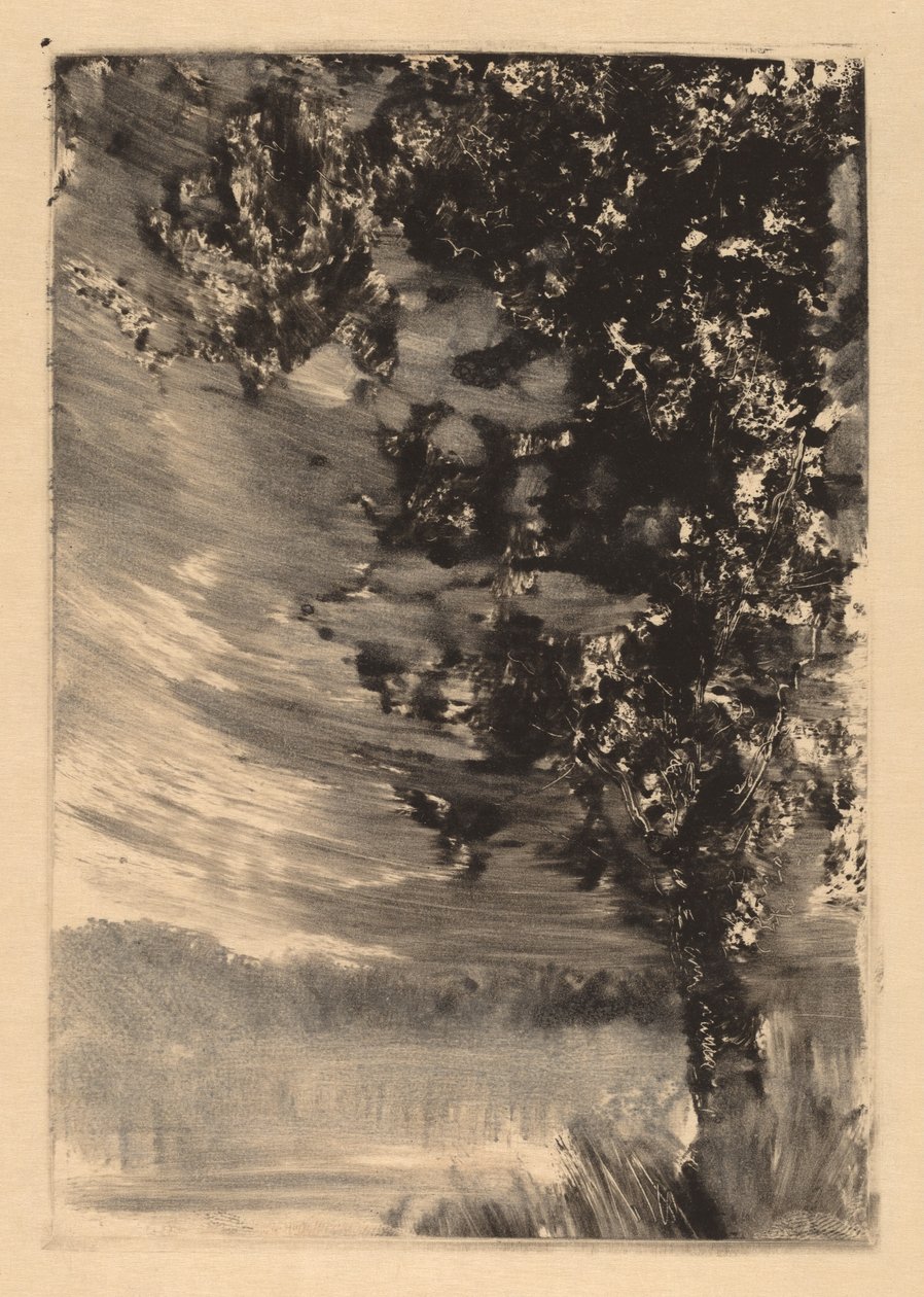 Paisaje a la luz de la luna con árbol a la derecha de William Fowler Hopson