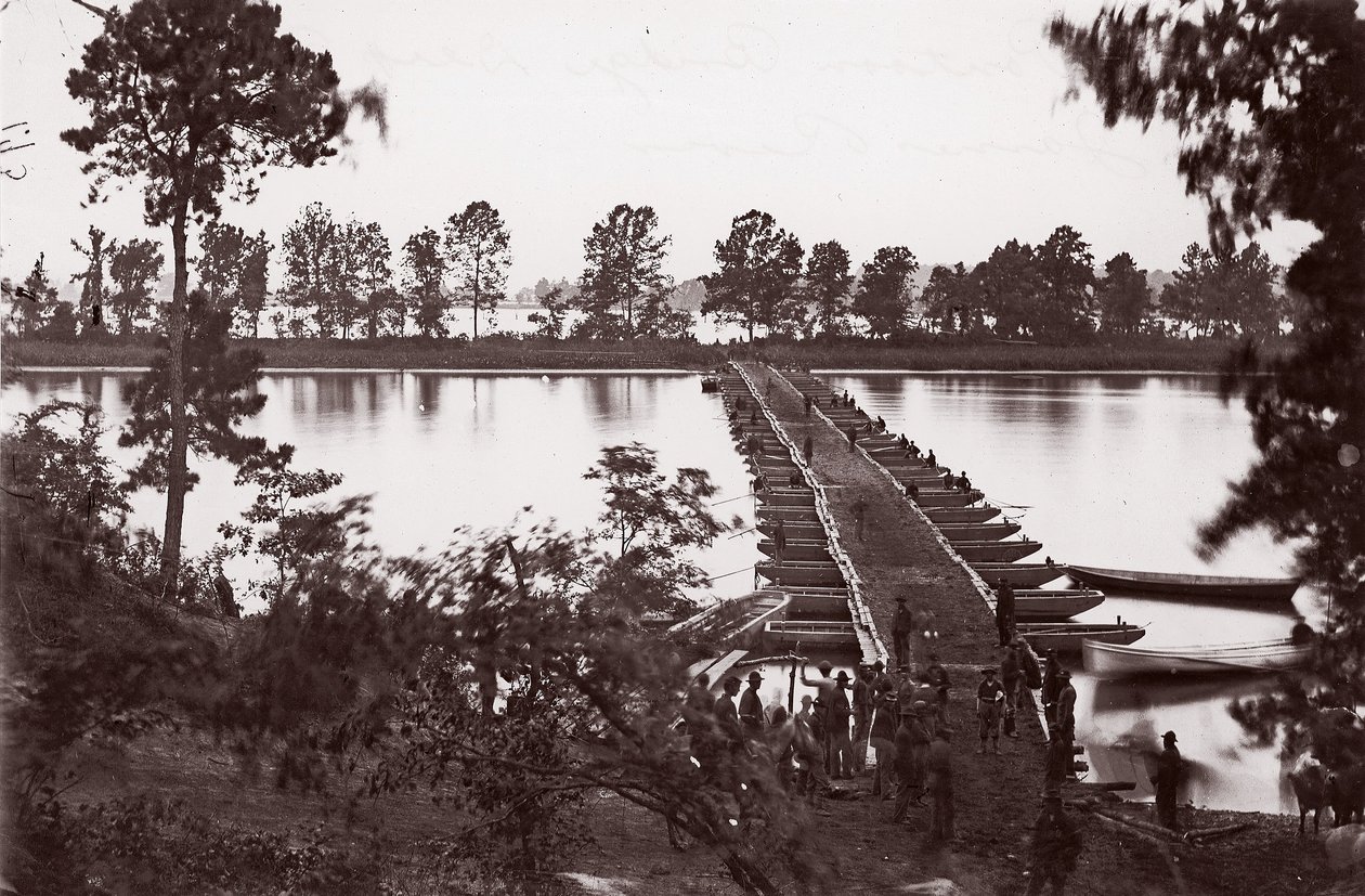 Puente de pontones sobre el río James de William Frank Browne