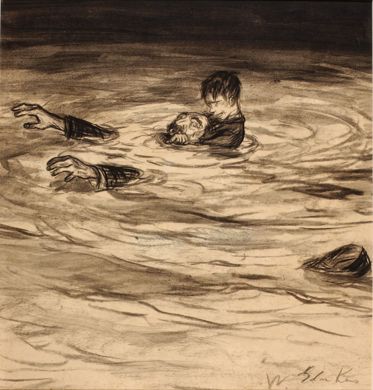 Se amontona en la espalda de Gothecore y le rodea el cuello con el brazo derecho, el habitual abrazo de garrote. de William Glackens
