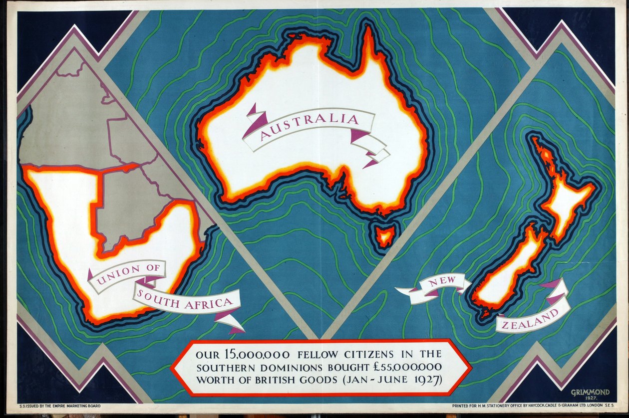 Unión de Sudáfrica, Australia y Nueva Zelanda, de la serie "A dónde van nuestras exportaciones". de William Grimmond