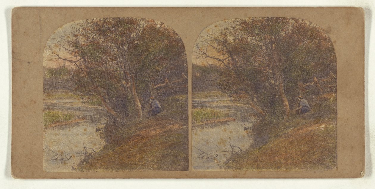 [Hombre pensativo sentado en la orilla del río] de William Grundy