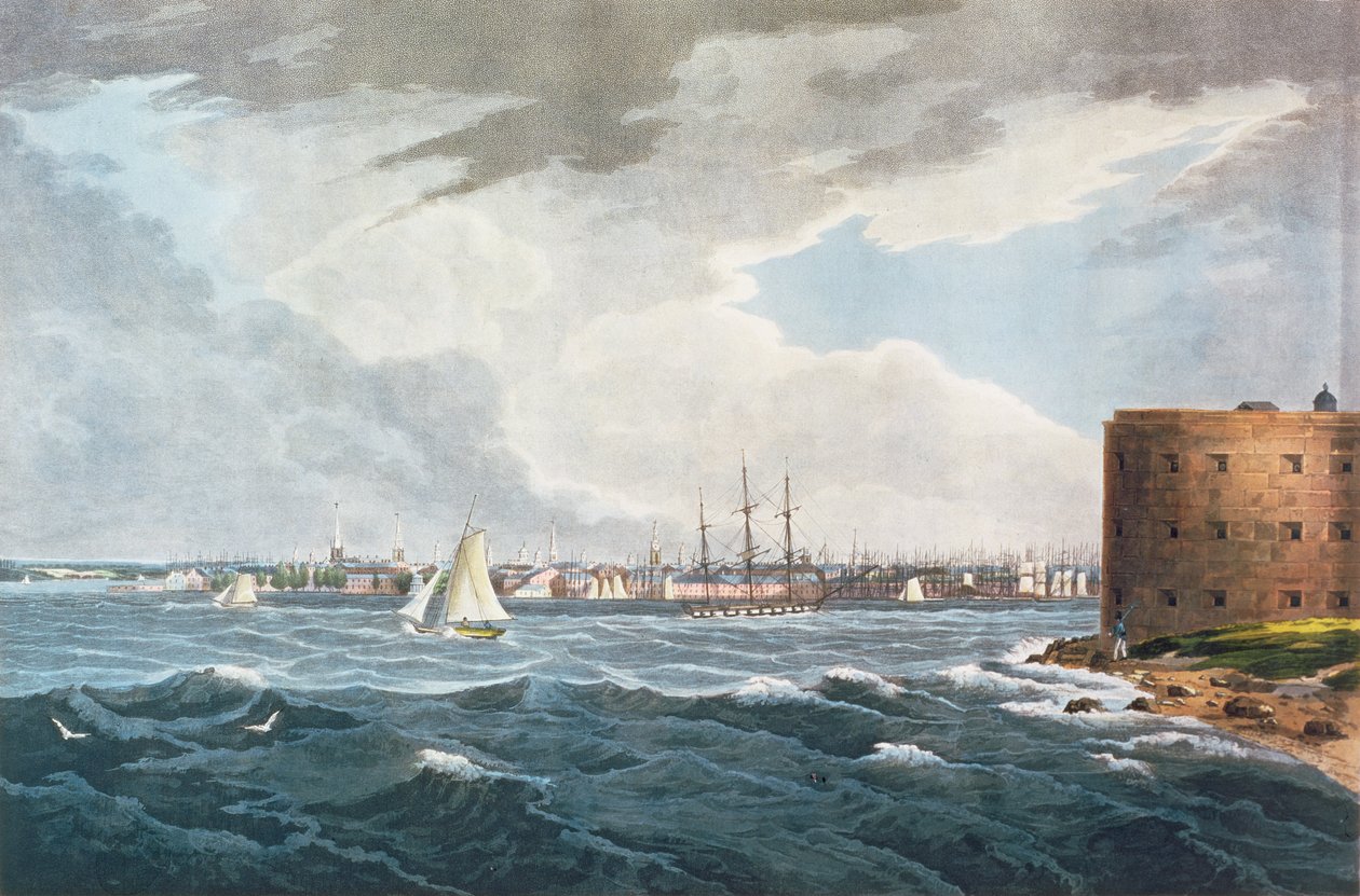 Nueva York, desde la isla del Gobernador, grabado por I. Hill, pub. por Henry I. Megarcy, Nueva York, 1820 de William Guy Wall