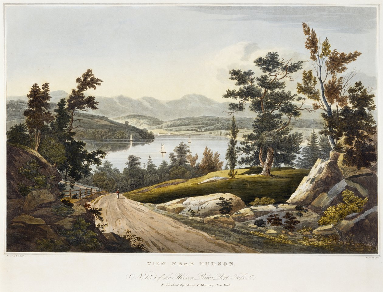 Vista cerca de Hudson, 1822 de William Guy after Wall