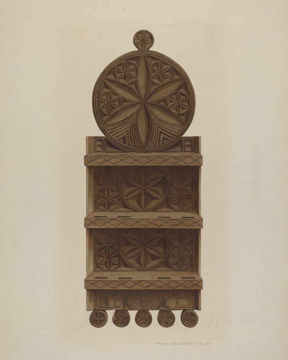 Estante de Cucharas Alemán de Pensilvania, c. 1942 de William H Edwards