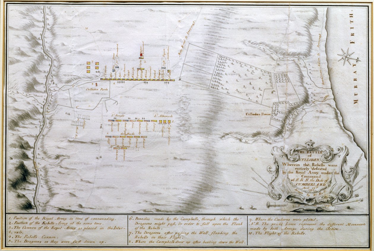 Plano de la Batalla de Culloden, 16 de abril de 1746 de William Hall