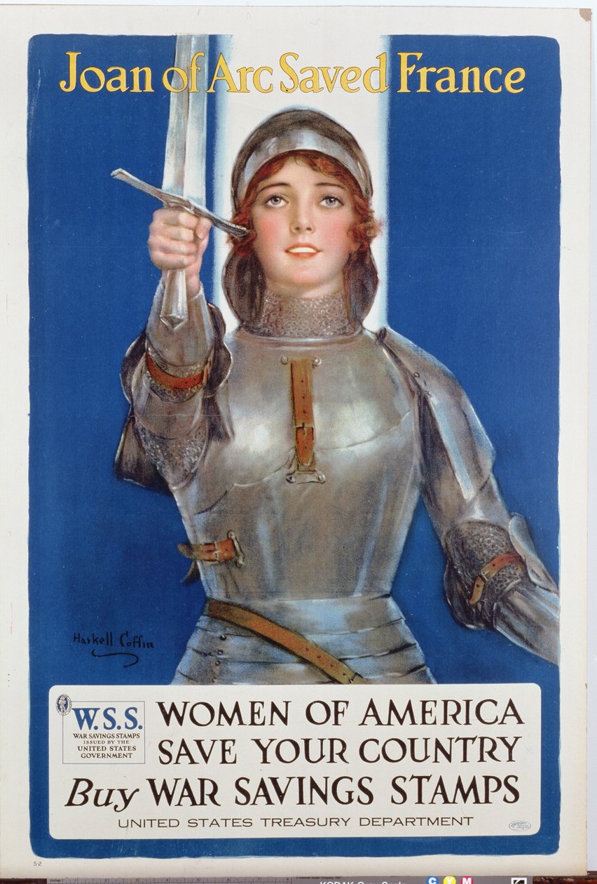 Juana de Arco Salvó a Francia, cartel de los Bonos de Ahorro de Guerra de Estados Unidos, 1918 de William Haskell Coffin