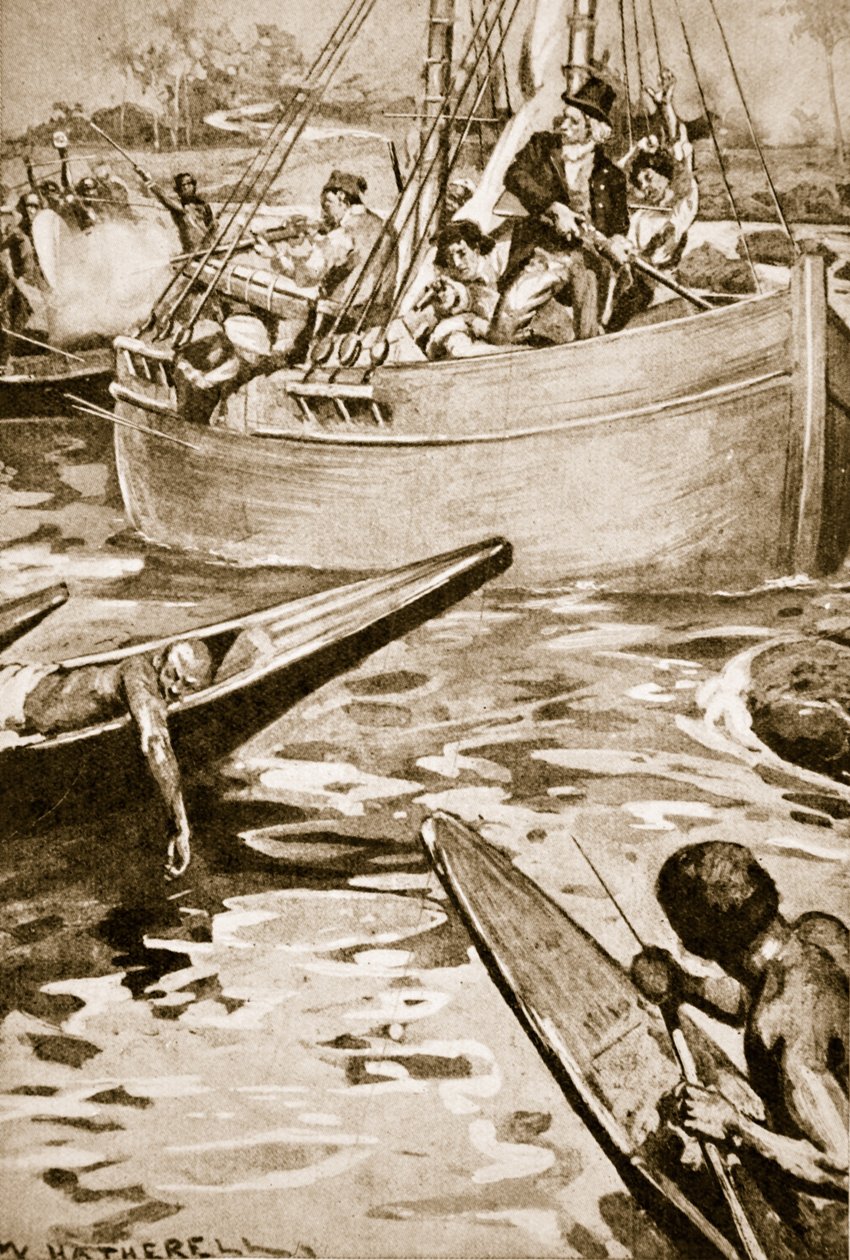 La última resistencia de Mungo Park contra los nativos en los rápidos de Bussa de William Hatherell