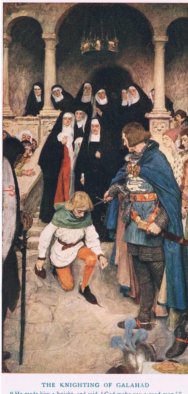 El nombramiento de caballero de Galahad, ilustración de 