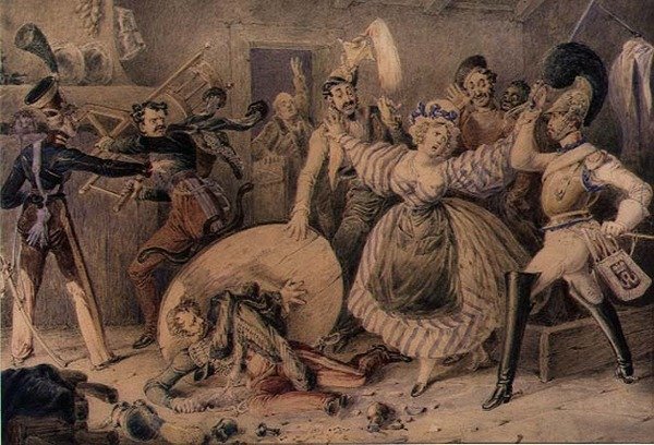 Pelea en una posada, c.1830 de William Heath