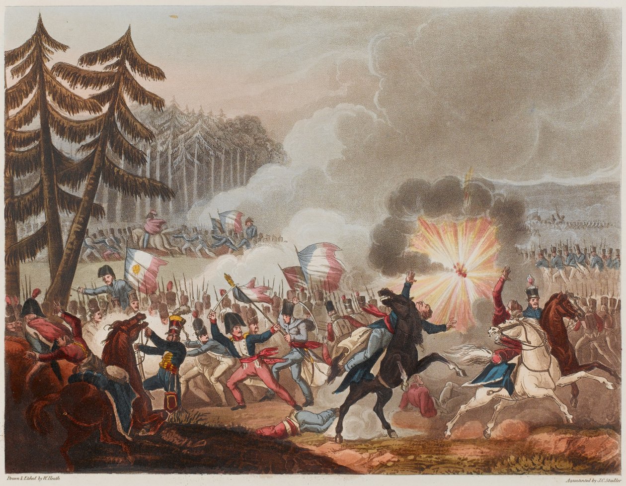 Batalla de Barrosa el 5 de marzo de 1811, grabado por J.C. Stadler, publicado en 1818 de William Heath