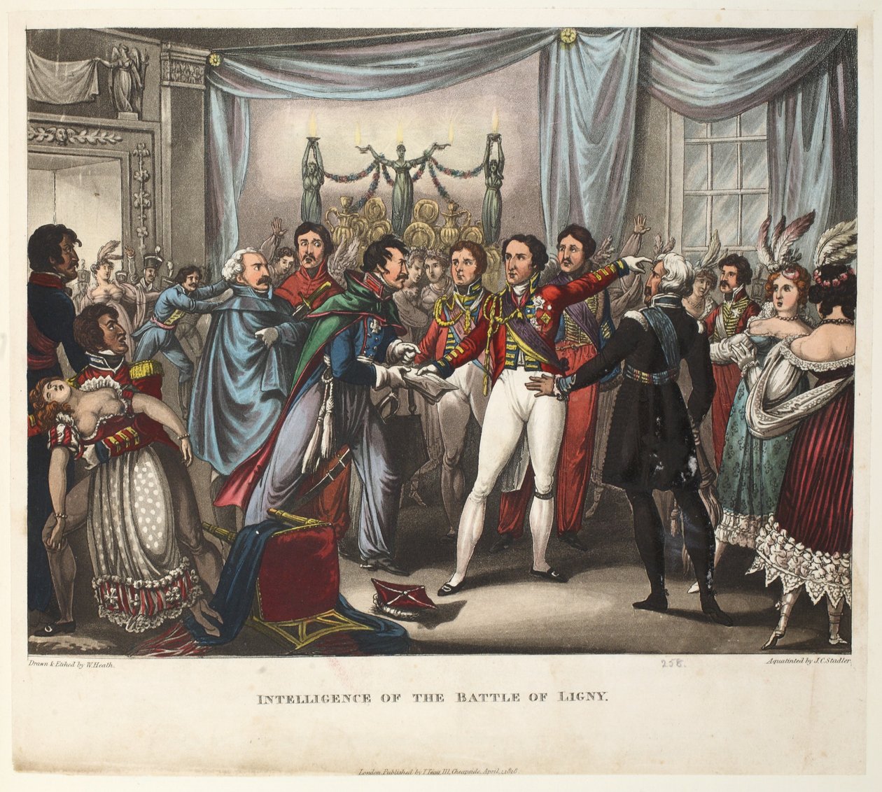 Inteligencia de la Batalla de Ligny, aguafuerte de J.C. Stadler, pub. por Tegg, abril 1818 de William Heath