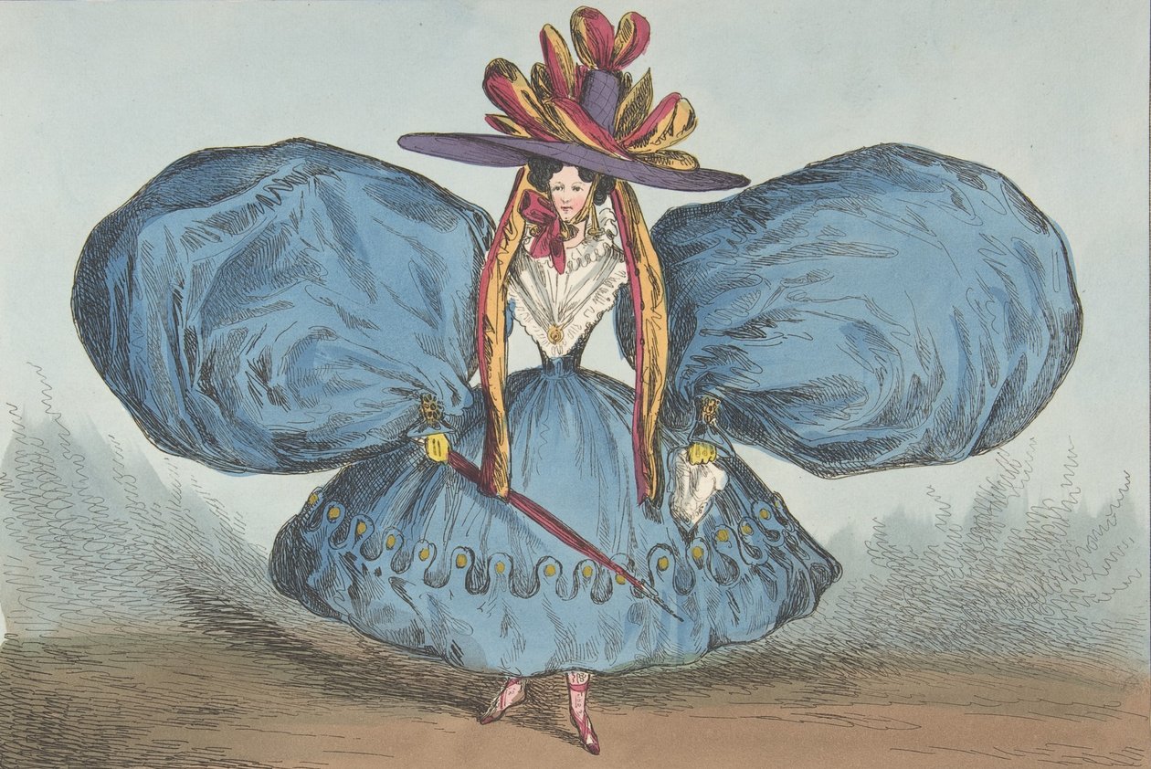 Modernidades extrañas, Placa 1: Las mangas curiosamente cortadas, Ay, ahí está..., 30 de junio de 1829 de William Heath
