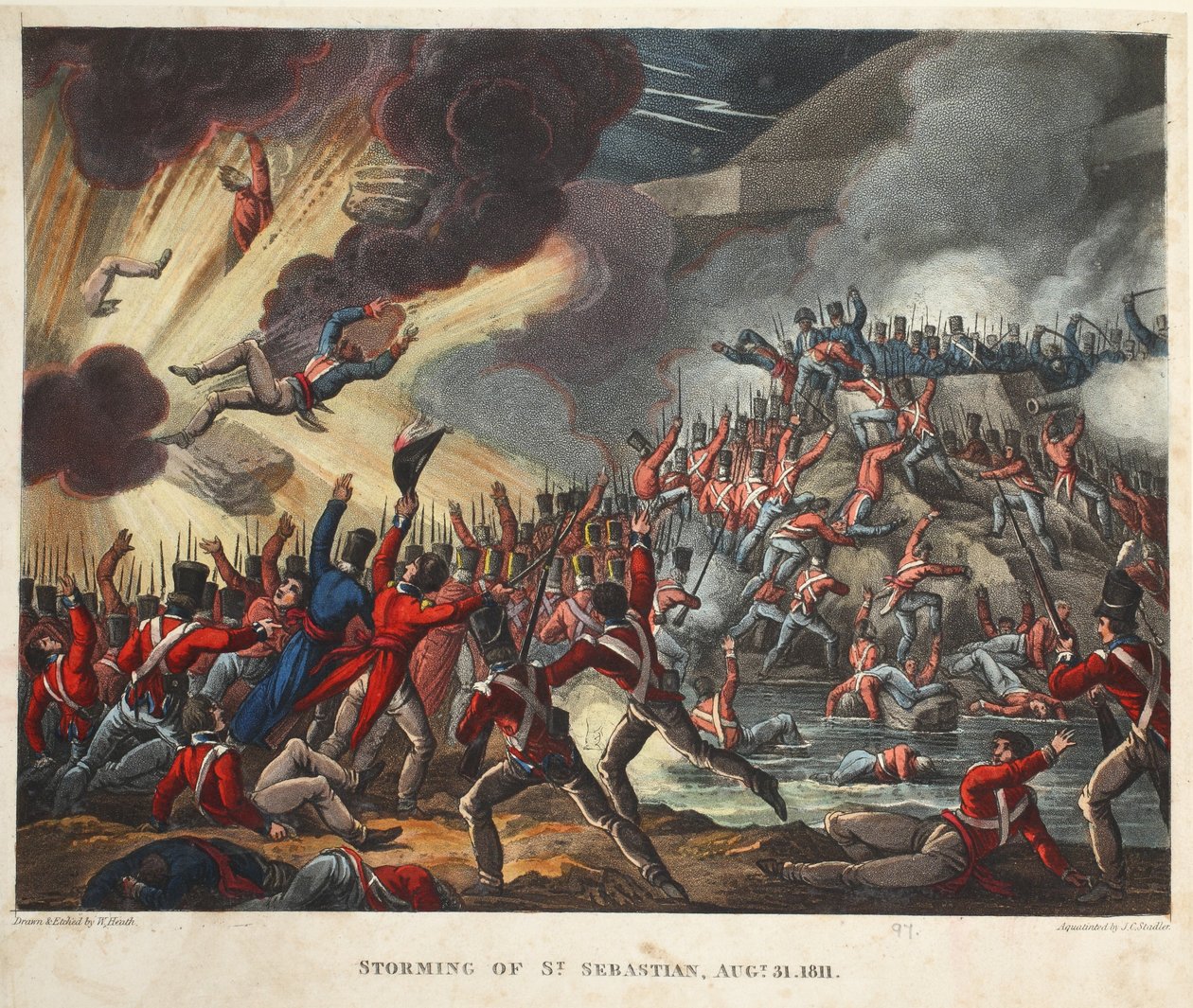 Asalto de San Sebastián 31 de agosto de 1811, aguafuerte por J.C. Stadler, pub. por Tegg, abril 1818 de William Heath