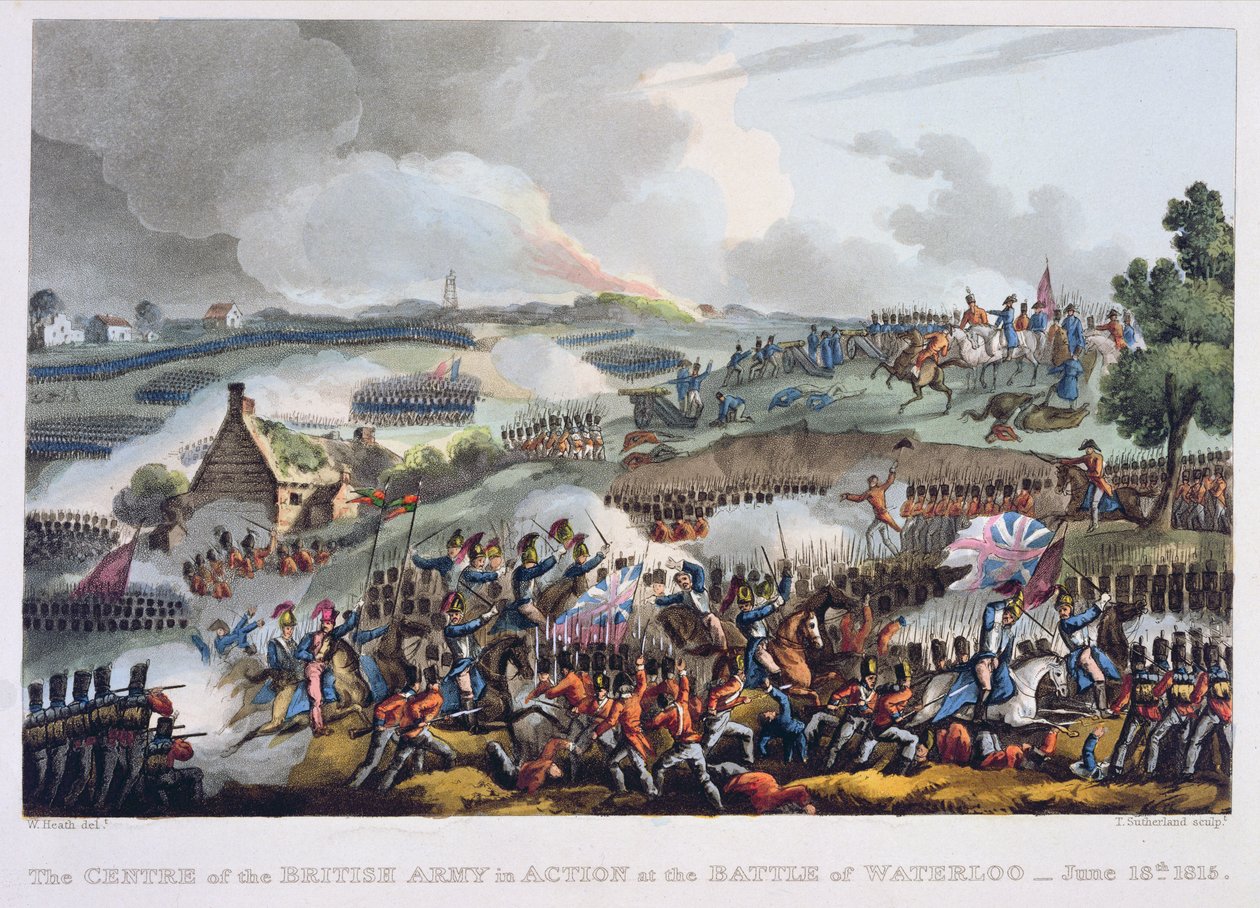 El centro del ejército británico en acción en la Batalla de Waterloo, 18 de junio de 1815, de 