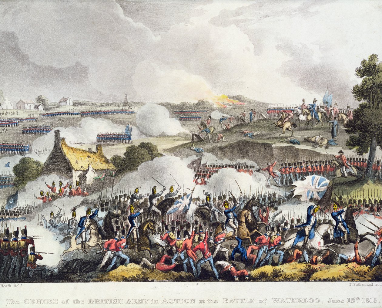 El centro del ejército británico en acción en la batalla de Waterloo, 18 de junio de 1815 de William Heath