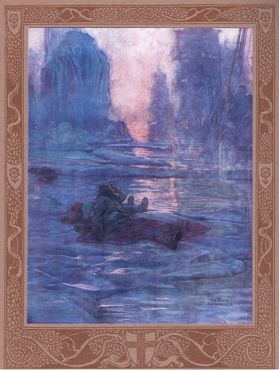 Sigue adelante, estamos esperando por los senderos que perdimos. Por los sonidos de muchos pasos, por el paso de una multitud. de William Heath Robinson