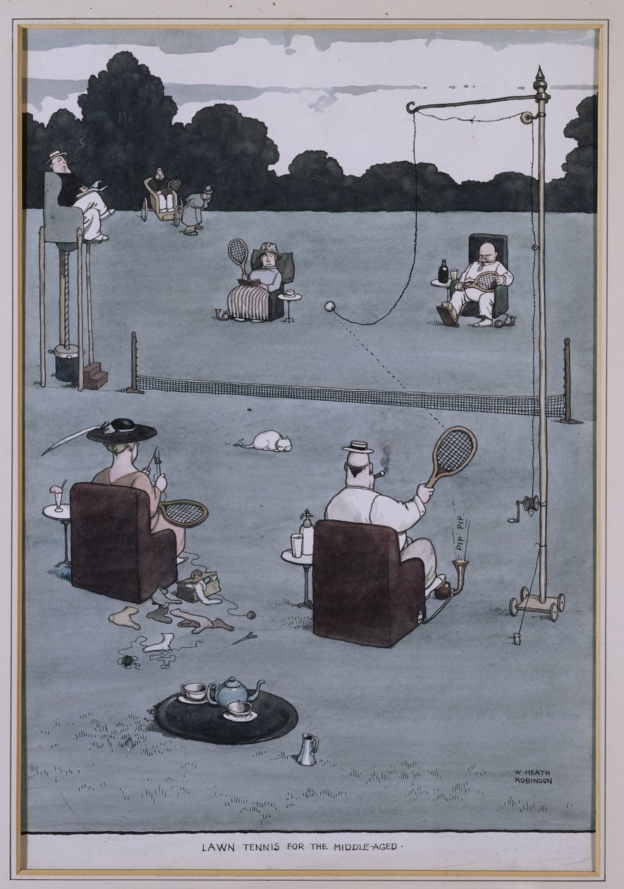Tenis en el Césped para la Mediana Edad de William Heath Robinson