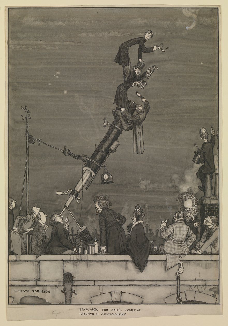 Búsqueda del cometa Halley en el Observatorio de Greenwich de William Heath Robinson