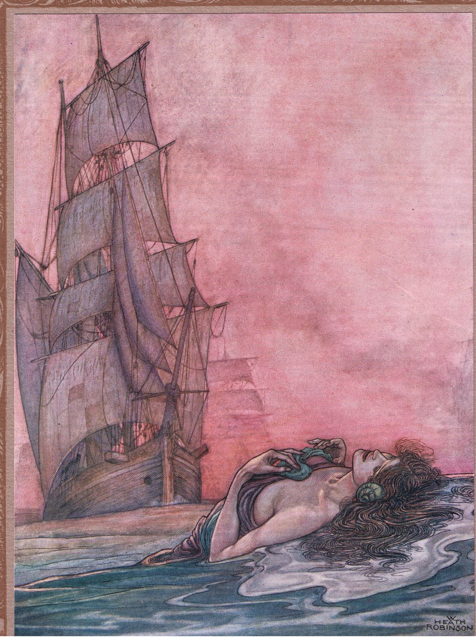 Ella nos llama, aún sin alimentar de William Heath Robinson