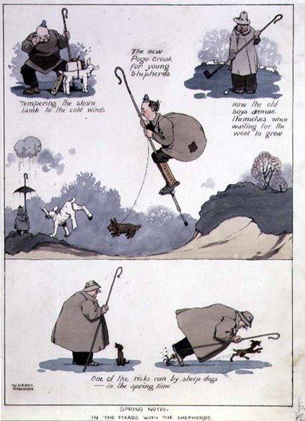 Notas de Primavera - En los prados con los pastores de William Heath Robinson