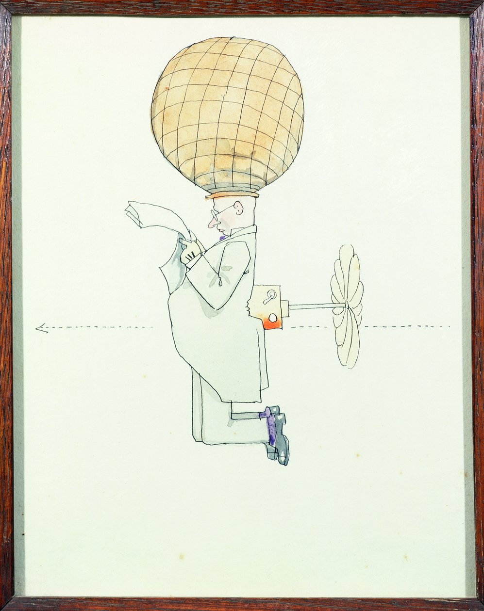 El sistema de viaje aéreo personal para caballeros de William Heath Robinson