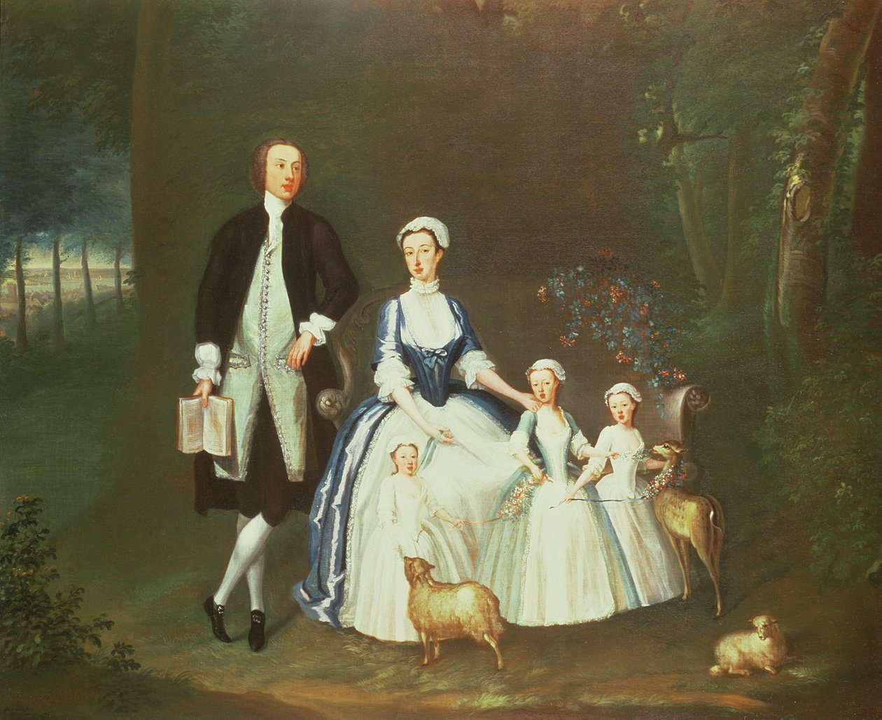 Baptist Noel, 4º Conde de Gainsborough y su esposa, Elizabeth, con sus hijos de William Henesy