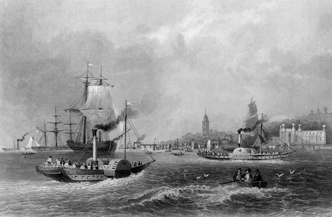Gravesend, grabado por Henry Adlard, c.1830 de William Henry (after) Bartlett