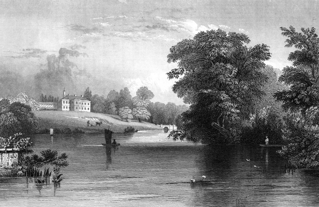 Braxted Lodge, cerca de Witham, Essex, grabado por Henry Wallis, 1832 de William Henry Bartlett