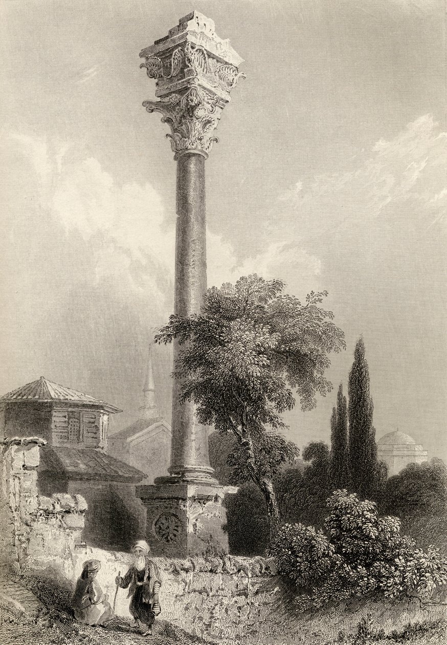 Columna de Marciano, Estambul, Turquía, grabado por H. Adlard de William Henry Bartlett