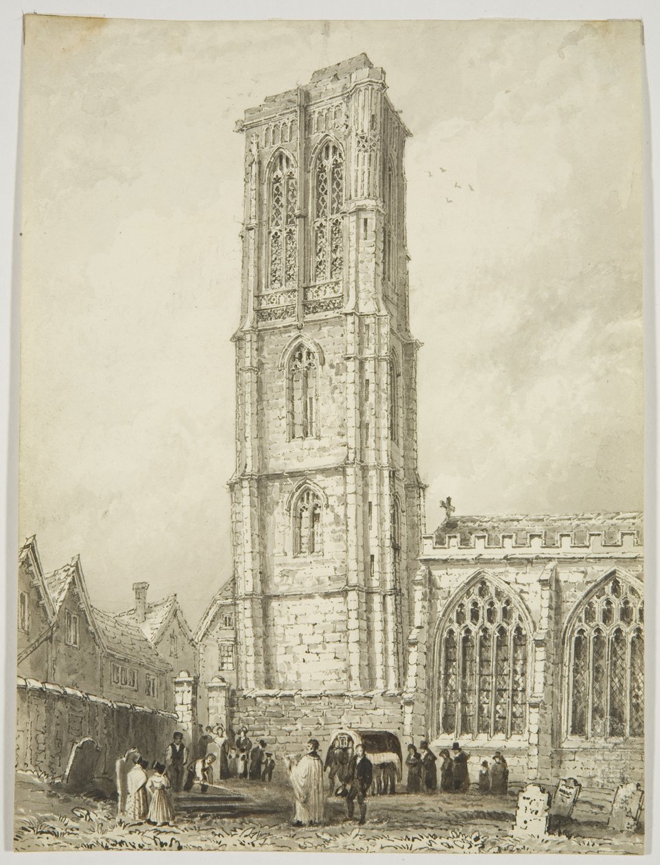 Exterior de la Iglesia del Templo, mostrando un entierro, c.1825 de William Henry Bartlett