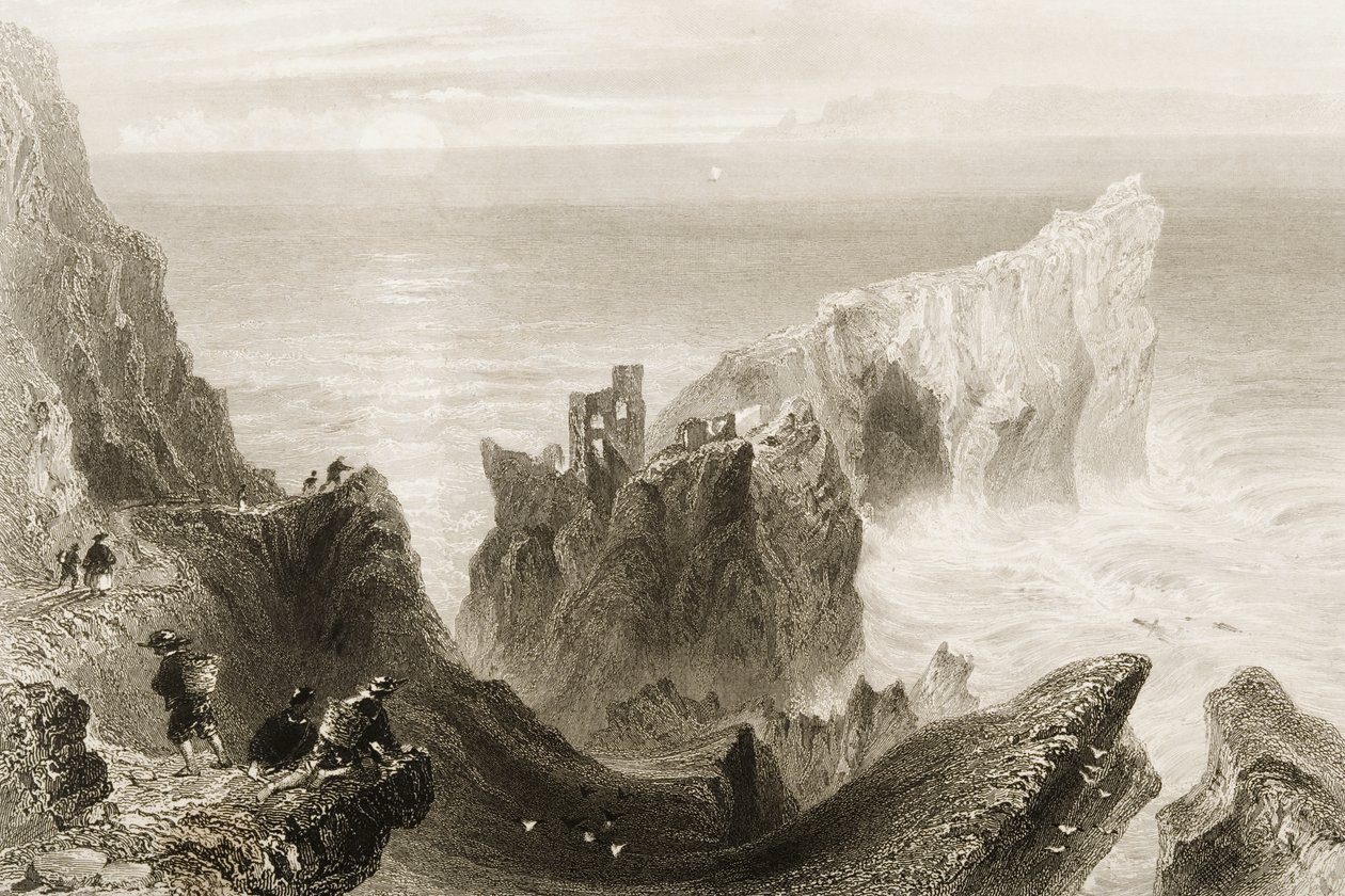 Castillo de Kenbaan, cerca de Ballycastle, Condado de Antrim, Irlanda del Norte, de 
