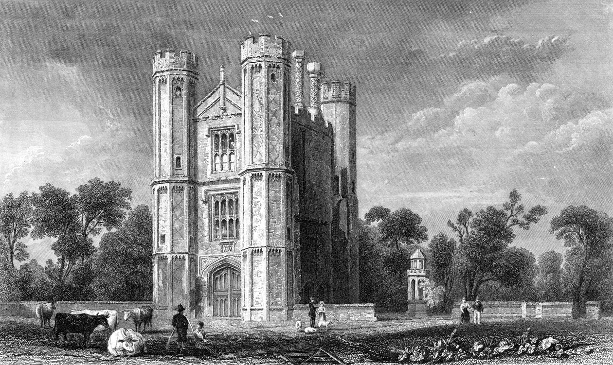 Leighs Priory, Essex, grabado por E. Young, 1832 de William Henry Bartlett