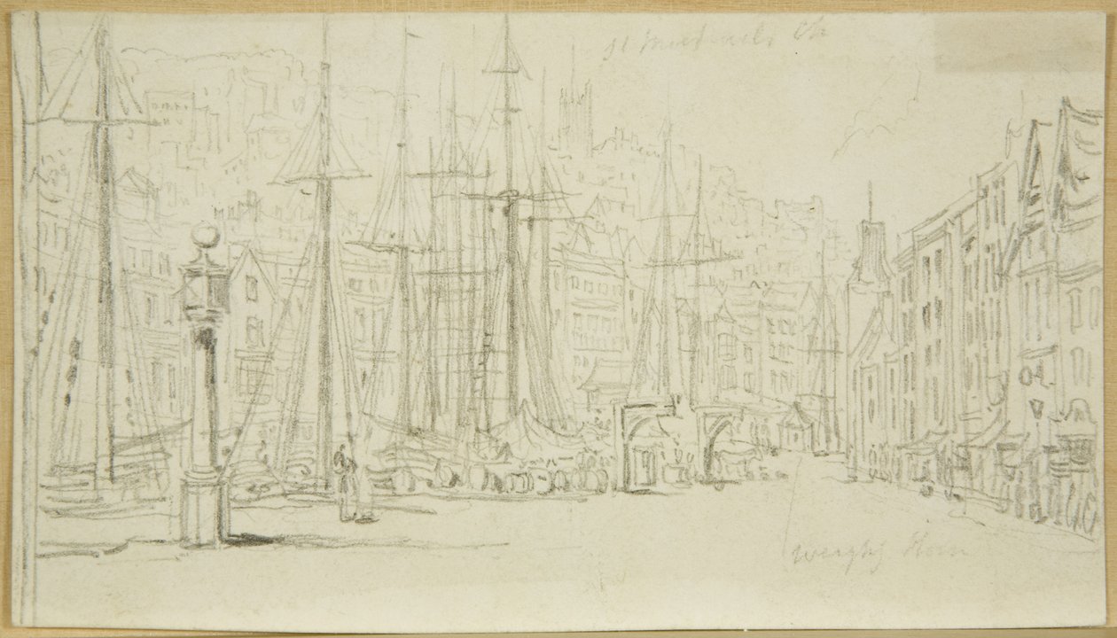 Mirando a lo largo de Broad Quay desde el Dial de William Henry Bartlett