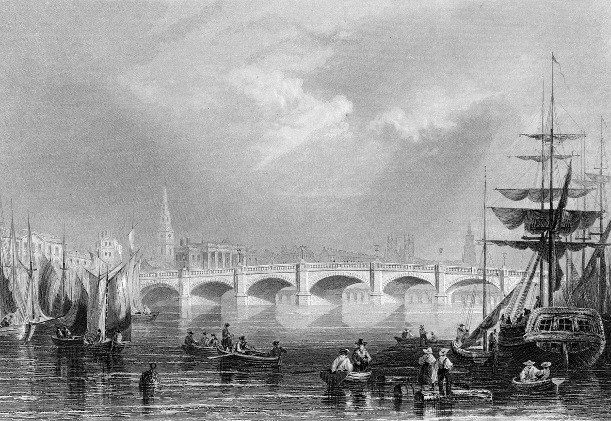 Nuevo Puente y Broomielaw, Glasgow, c.1840 de William Henry Bartlett