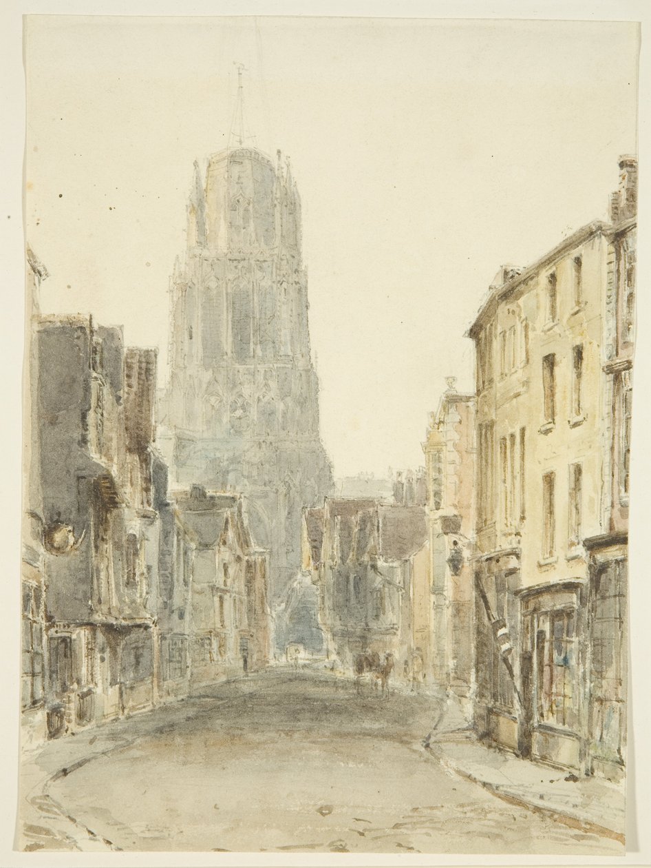 Vista norte de la Iglesia de St Mary Redcliffe desde Redcliffe Street, c.1825 de William Henry Bartlett