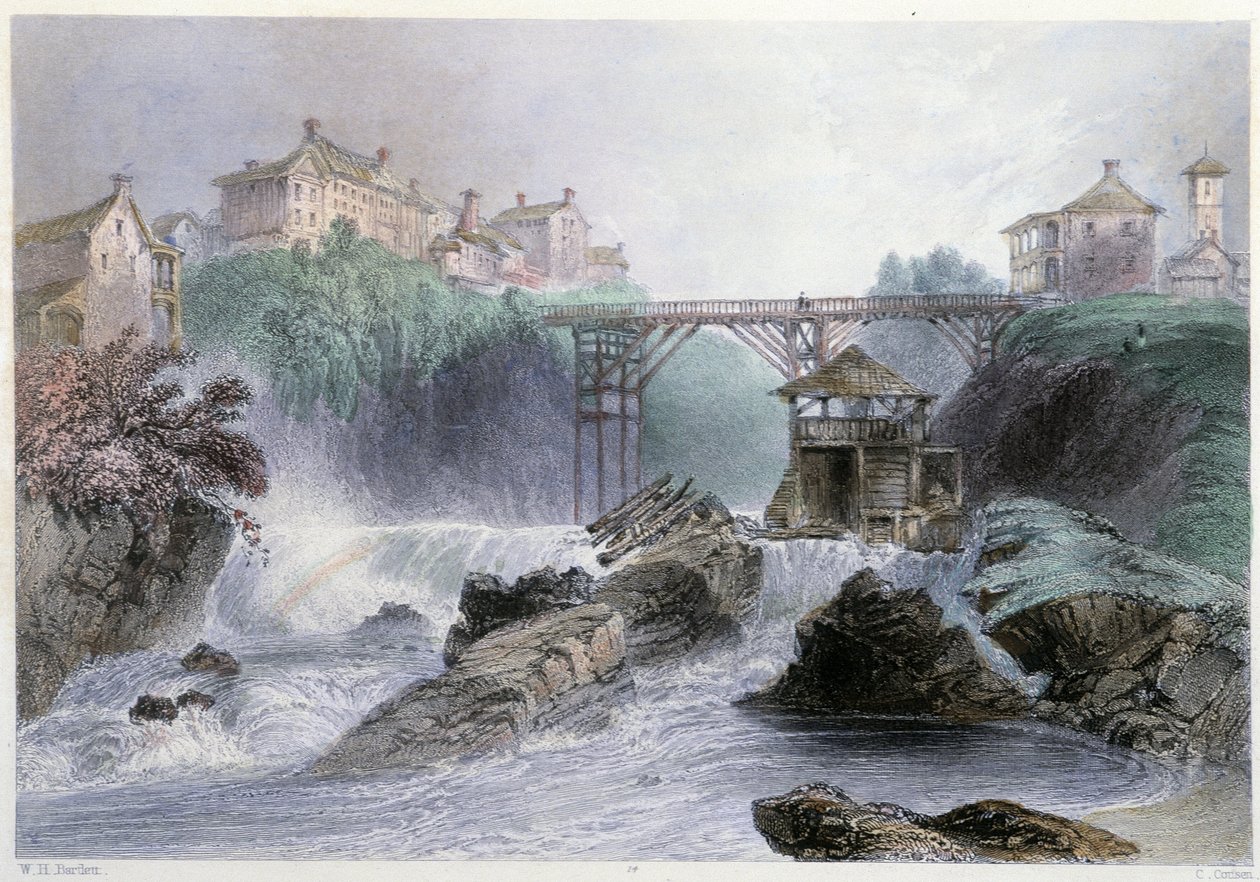 Puente en Sherbrooke - en "Canadian Scenery illustrated" por William Henri Barlett, ed. George Virtue de William Henry Bartlett