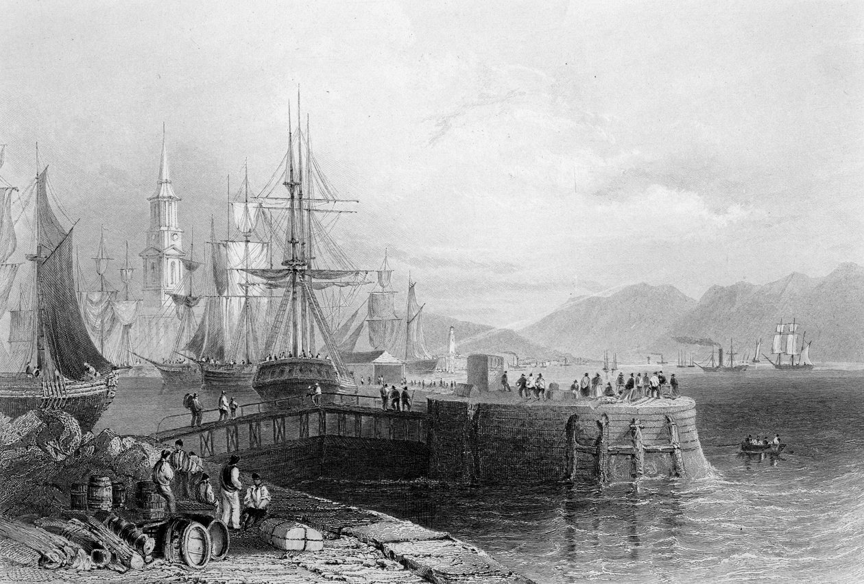 Puerto de Glasgow, grabado por J.W. Appleton, 1841 (grabado) de William Henry Bartlett