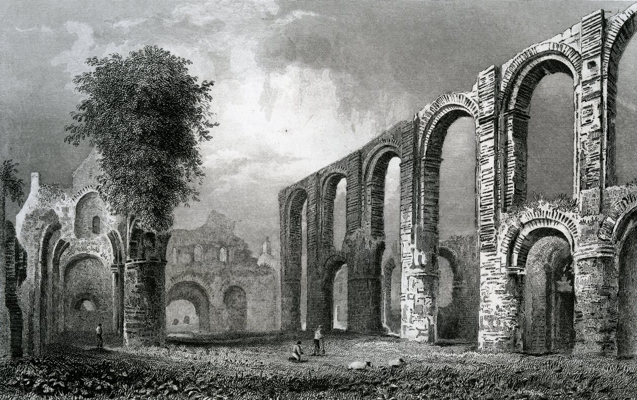 Iglesia del Priorato de San Botolph, Colchester, Essex, grabado por John Rogers, 1832 de William Henry Bartlett
