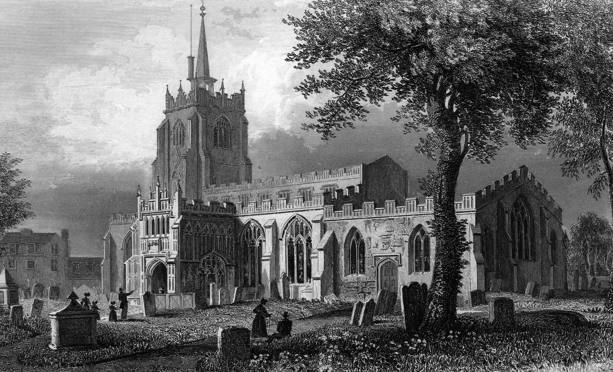 Iglesia de Santa María, Chelmsford, grabado por William Watkins, 1832 de William Henry Bartlett