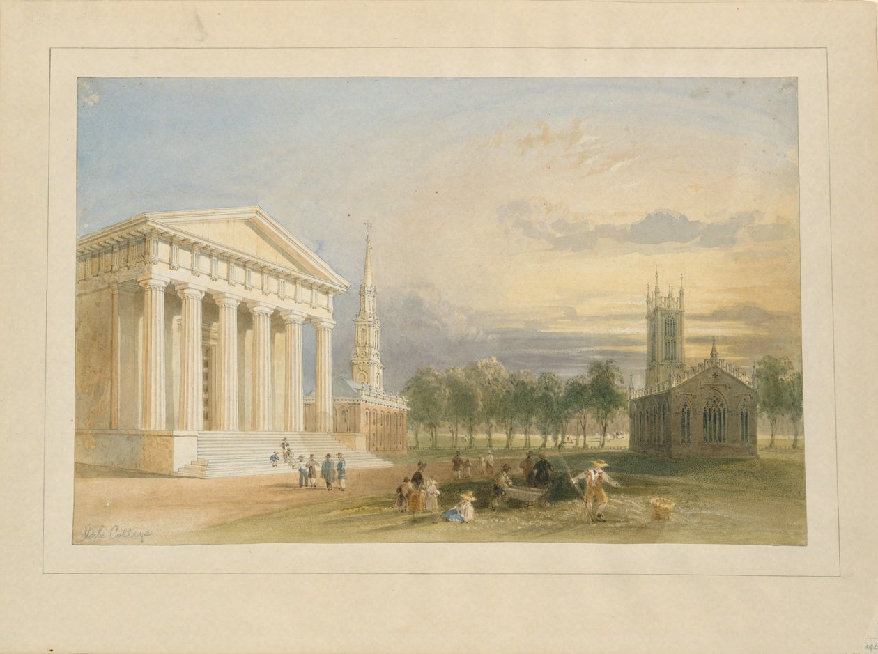 Estudio para la vista del Yale College y del Capitolio de Bartlett de William Henry Bartlett
