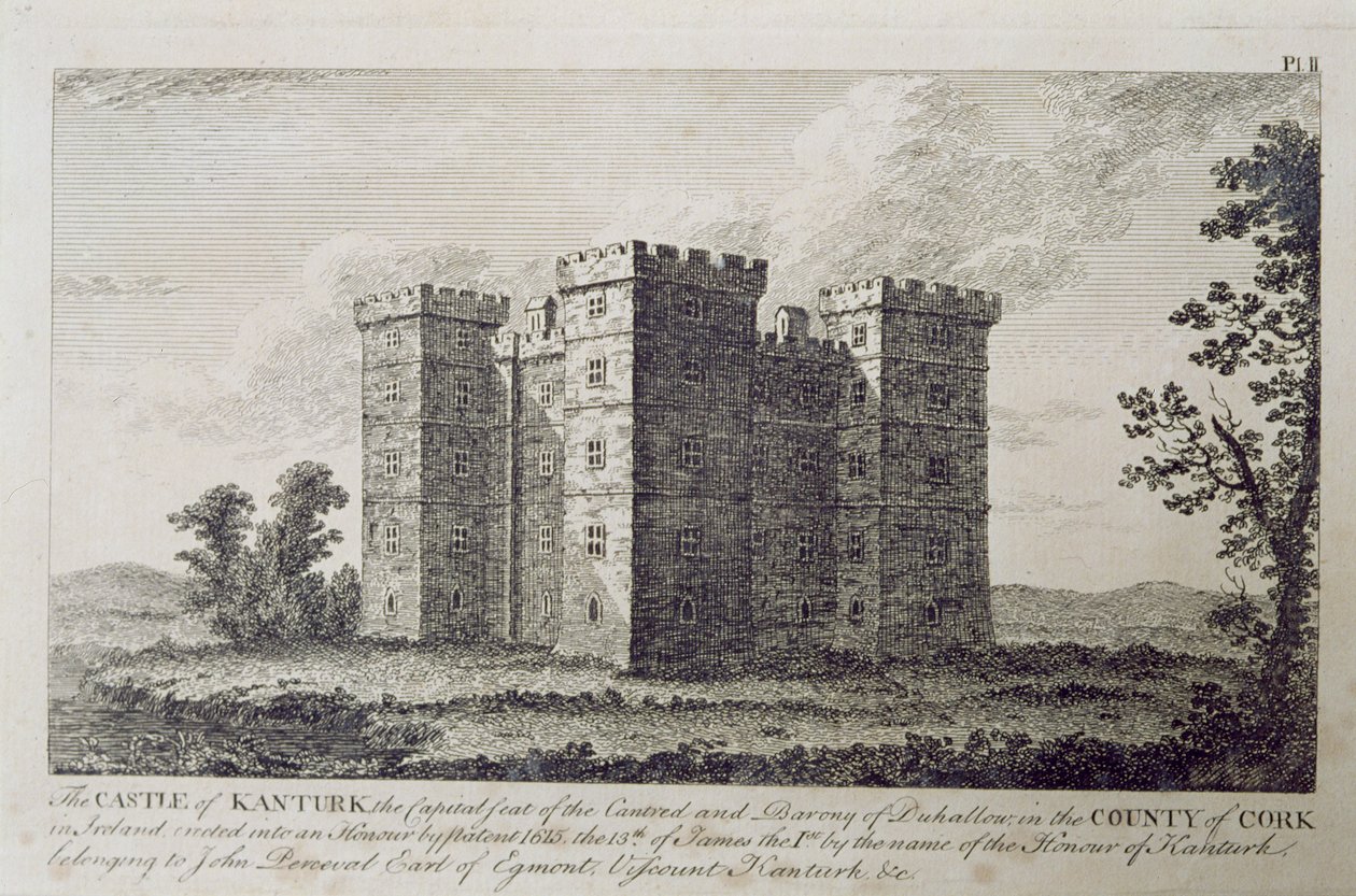 El castillo de Kanturk, Condado de Cork, Irlanda en los 1800s, de 